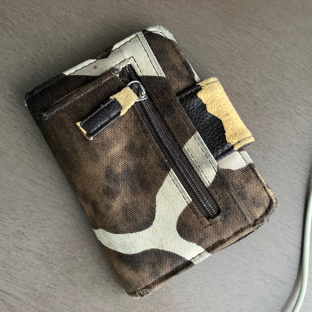Tan and brown camo print wallet